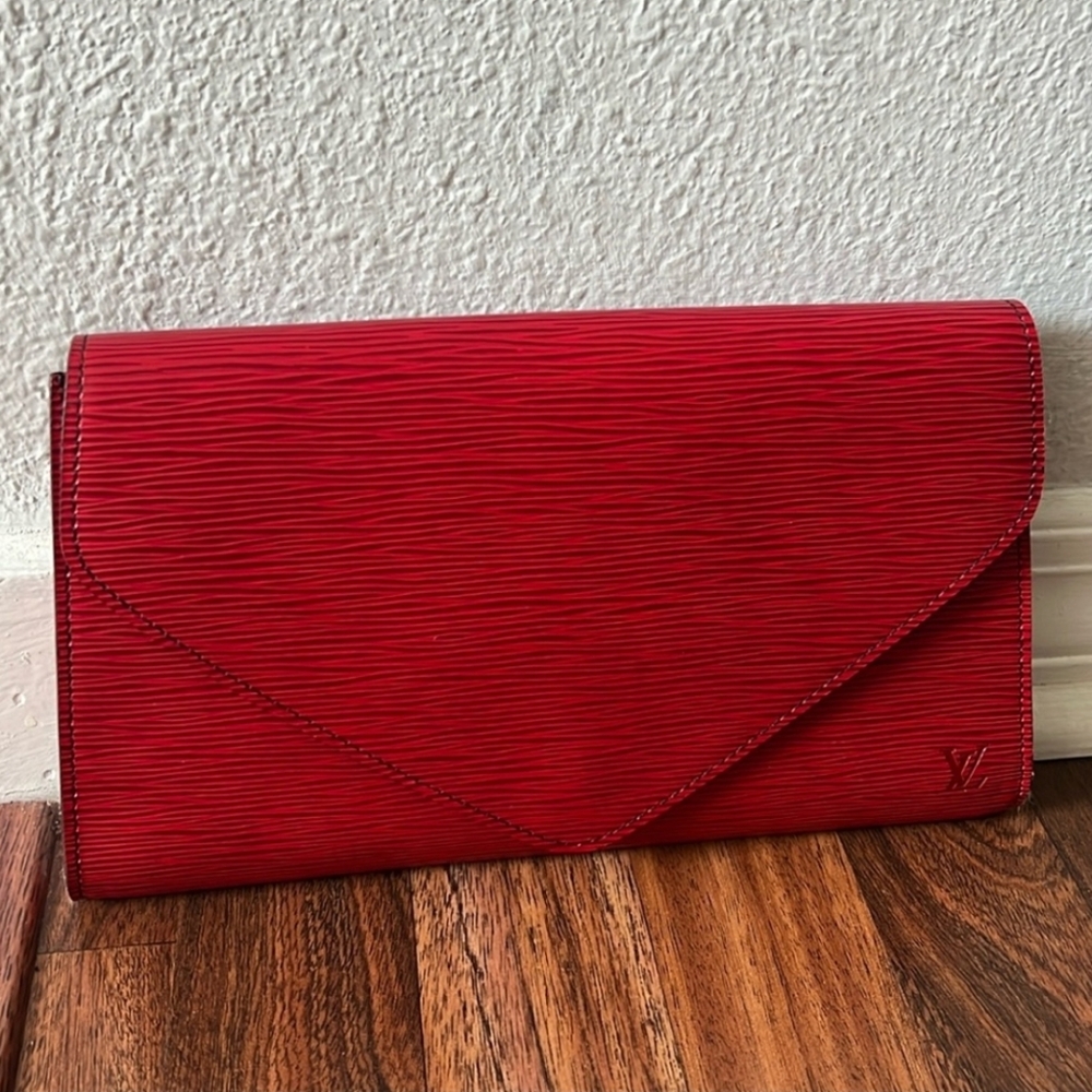 Louis Vuitton Scarlet Red Epi Leather Clutch LV